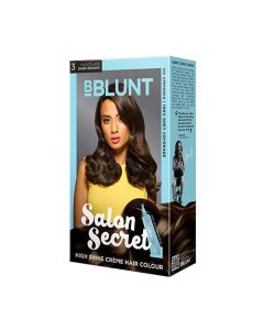 BBLUNT Salon Secret High Shine Creme Hair Colour, Chocolate Dark Brown 3, 100 gm with Shine Tonic, 8 ml