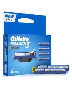 Gillette Mach 3 Turbo Cartridge, 4 Count