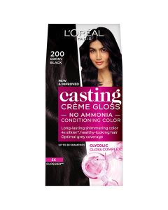 L'Oreal Paris Casting Creme Gloss Hair Color 200 Ebony Black, 1 Kit