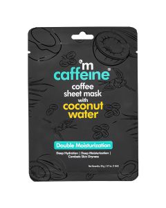 Mcaffeine Coffee Sheet Mask with Coconut Water 20 gm | For Double Moisturization With Coffee Extract, Coconut Water, Aloe Vera Extract & Caffiene | Deep Moisturistation |24hrs Of Skin Hydration | Fights Skin Dryness | Natural | For All Skin Type
