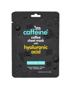 Mcaffeine Coffee Sheet Mask With Hyaluronic Acid 20 gm | For Hydration Burst With Coffee Extract, Aloe Vera Leaf Extract & Caffiene | Intense Hydration Upto 24hrs | Gives Glowing Skin | Plump Skin | Natural | For All Skin Type