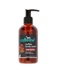 mCaffeine Coffee Body Wash with Berries 200 ml | Enriched With Coffee Extract, Caffeine, Vitamin E & Berries | De-Tans | Cleanses & Moisturises Skin | Gives Glowing Skin | Fruity Coffee Aroma | For All Skin Type