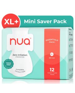 Nua Ultra-Safe Heavy Flow Sanitary Pads XL+ for Women, 12 Count