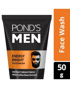 Pond's Men Energy Bright Facewash 50 gm | With Coffee Bean Extract | Anti Dullness & Brightening Face Wash | For Bright Skin
