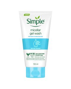 Simple Water Boost Micellar Gel Wash 150 ml | With Moisture Magnet Pentavitin | Deep Cleansing | Gives Dewy Hydrated Skin | For Dry SKin