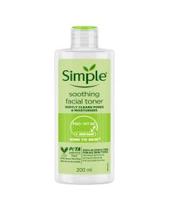Simple Kind To Skin Soothing Facial Toner 200 ml | Pro Vitamin B5 & Witch Hazel | Gentle Pore Cleansing | Moisturises Skin | Keep Skin Refreshed & Toned | Lightweight | For All Skin Type