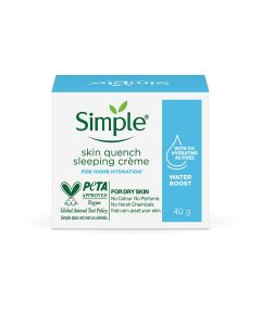 Simple Water Boost Skin Quench Sleeping Creme 40 gm | With Pentavitin And 11% Hydrating Actives | Provides Hydration For 100hrs | For Dry Skin