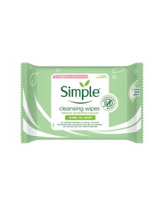 Simple Kind To Skin Cleansing Facial Wipes 25 Wipes | Instantly Removes Waterproof Mascara | Gently Cleanses Make-Up & Dirt | For Sensitive Skin