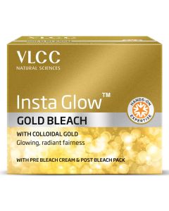 VLCC Insta Glow Gold Bleach 30 gm | With Colloidal Gold | With pre & Post Bleach Cream | For Glowing & Radiant Fairness